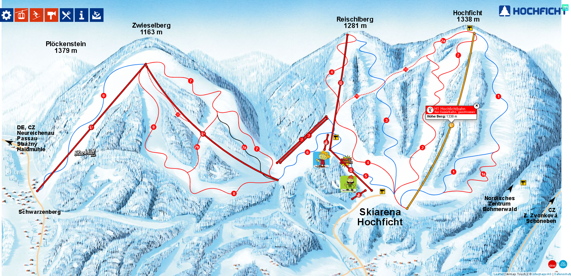 Mapa skiareálu Hochficht